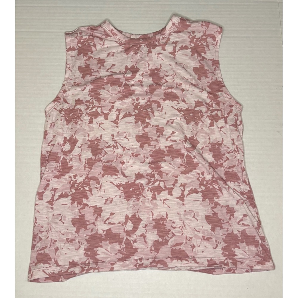 Title Nine Ravine Muscle Tank Top Pink Abstract Floral Camo Athleisure Gorpcore